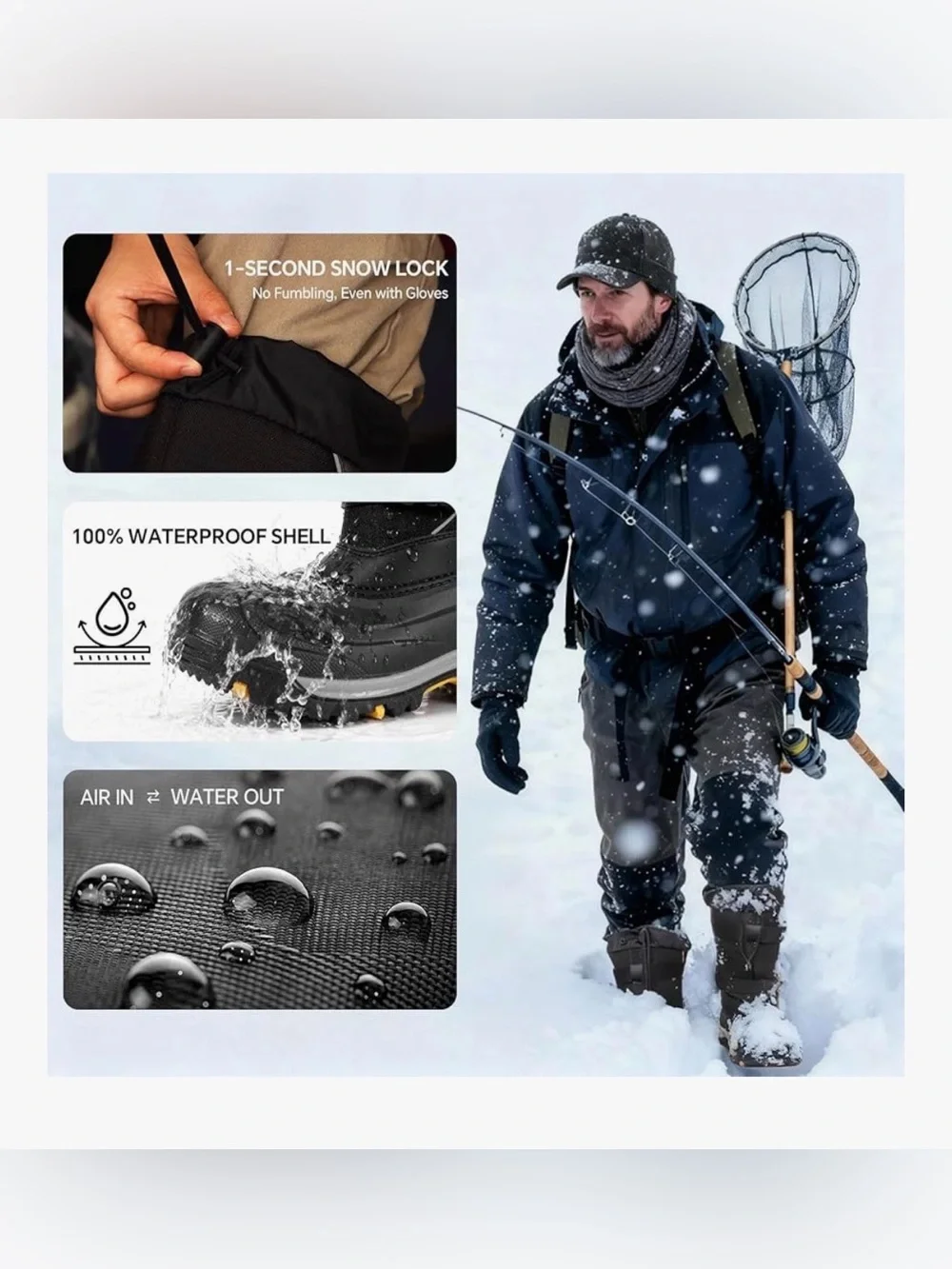 Men's Black & Gray Insulated Snow Boots